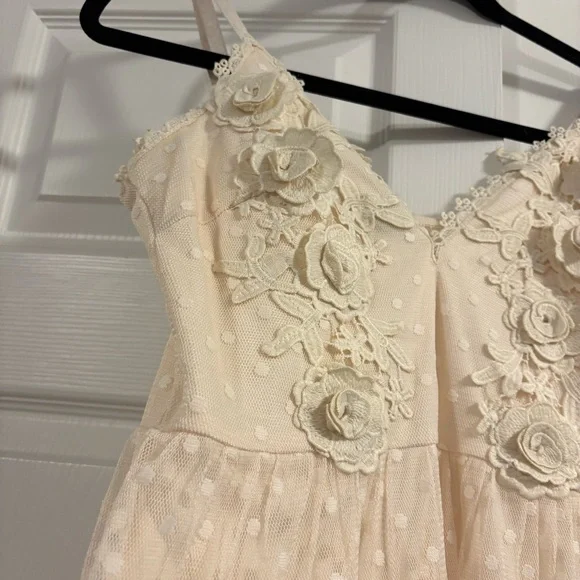 Entry Ivory Embroidered Maxi Dress with Sheer Polka Dot Overlay - Picture 5 of 15